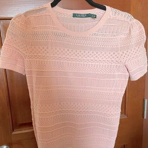 Lauren Ralph Lauren pink shirt sleeve sweater with built in cami